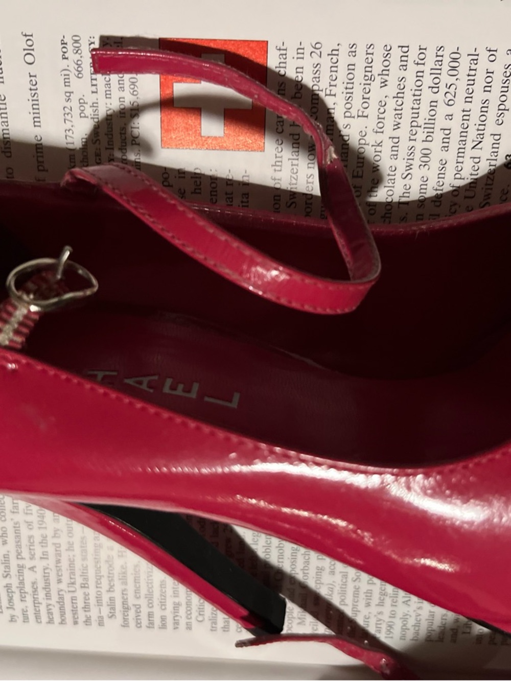Michael Kors Hot Pink Patent Leather Peep-Toe Heels with Ankle Strap - Picture 3 of 6